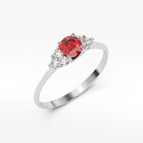 Pierścionek z rubinem i diamentami