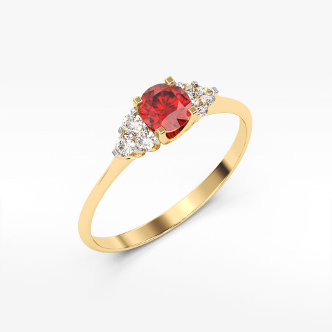 Pierścionek z rubinem i diamentami