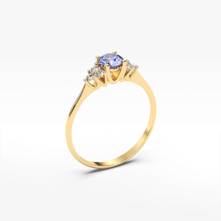 Pierścionek z tanzanitem i diamentami