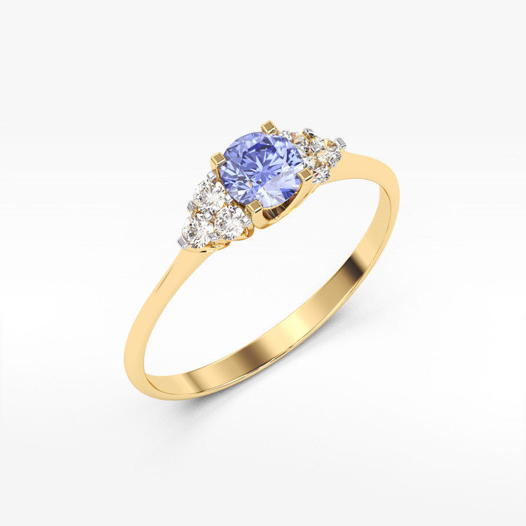 Pierścionek z tanzanitem i diamentami