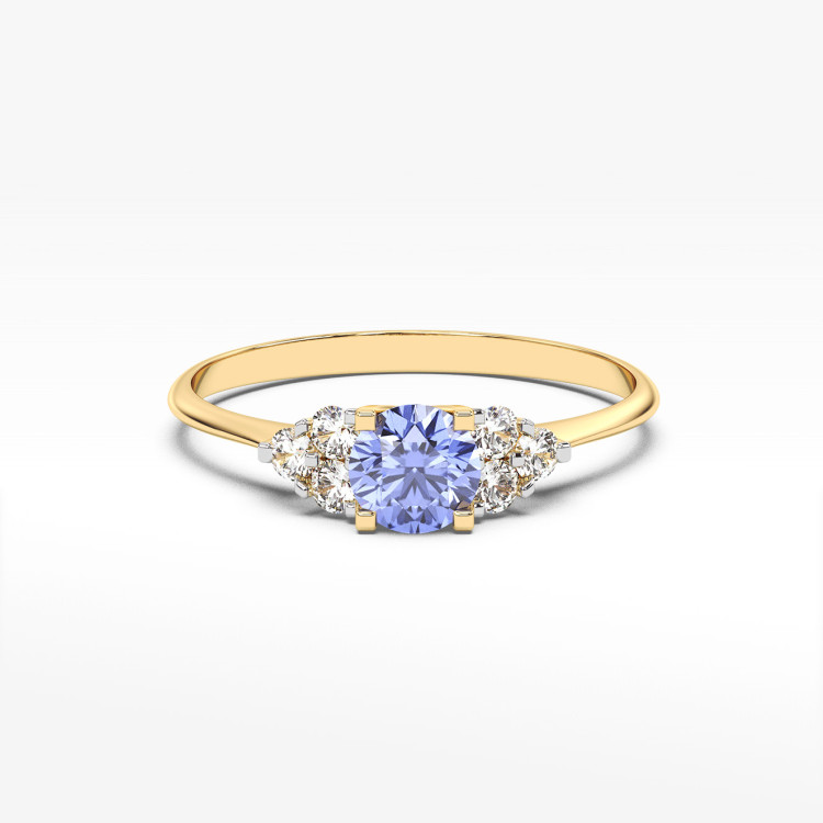 Pierścionek z tanzanitem i diamentami