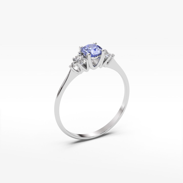 Pierścionek z tanzanitem i diamentami