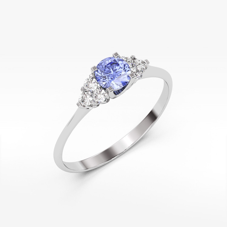 Pierścionek z tanzanitem i diamentami