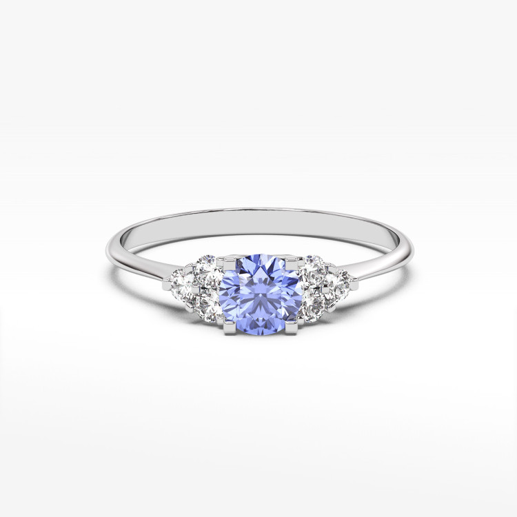 Pierścionek z tanzanitem i diamentami