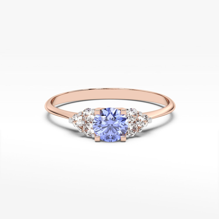 Pierścionek z tanzanitem i diamentami