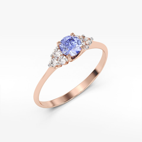 Pierścionek z tanzanitem i diamentami