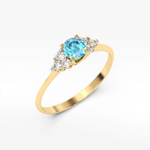 Pierścionek ze złota z topazem i diamentami