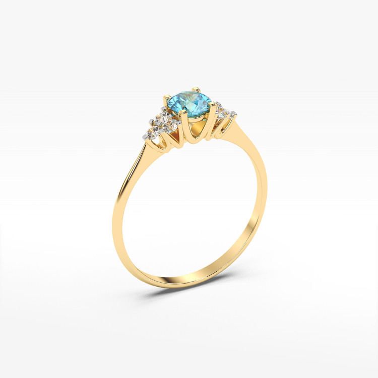 Pierścionek ze złota z topazem i diamentami