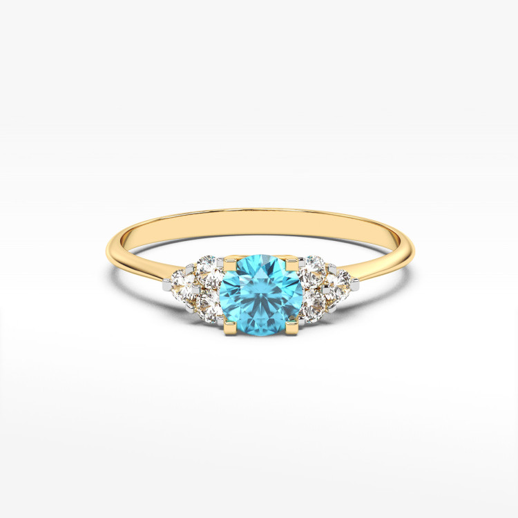 Pierścionek ze złota z topazem i diamentami