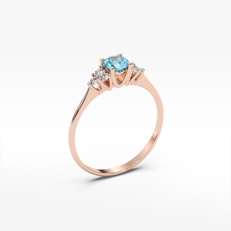 Pierścionek ze złota z topazem i diamentami