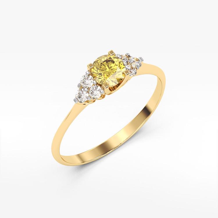 Pierścionek ze złota z cytrynem i diamentami