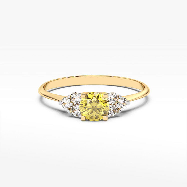 Pierścionek ze złota z cytrynem i diamentami