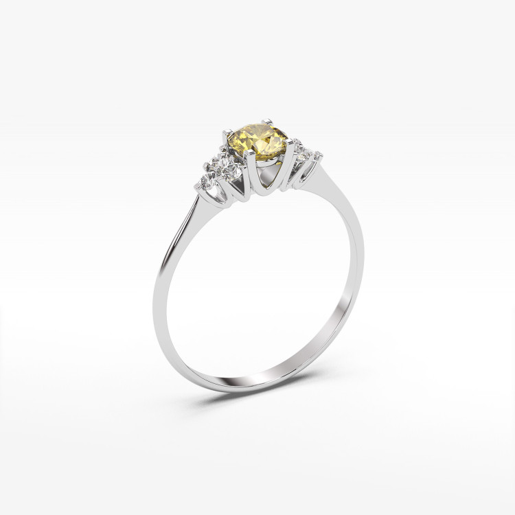 Pierścionek ze złota z cytrynem i diamentami