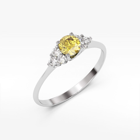 Pierścionek ze złota z cytrynem i diamentami