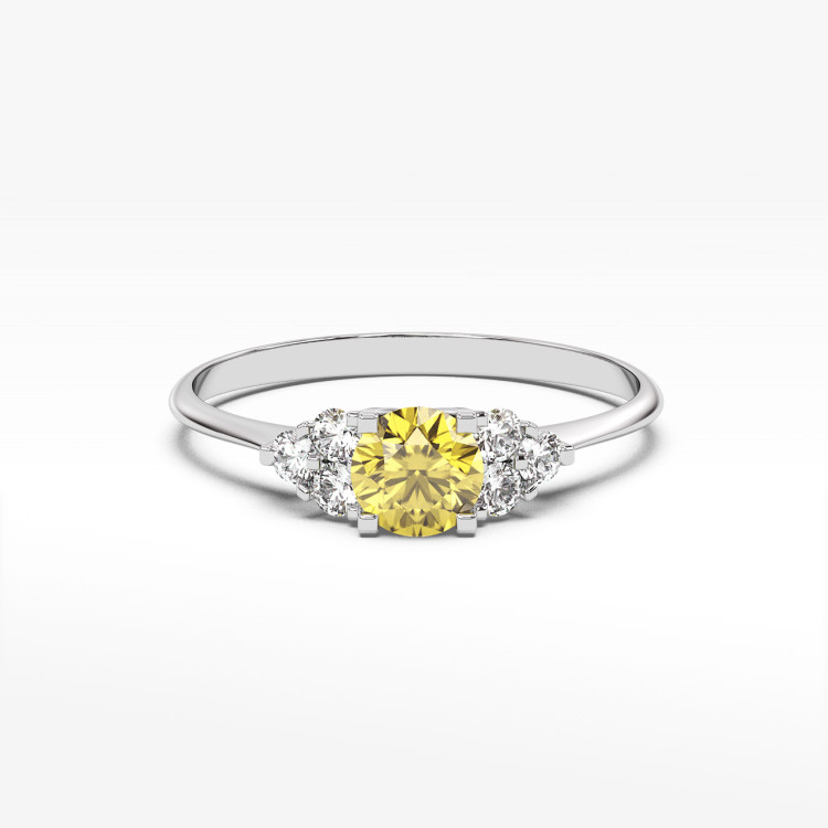 Pierścionek ze złota z cytrynem i diamentami