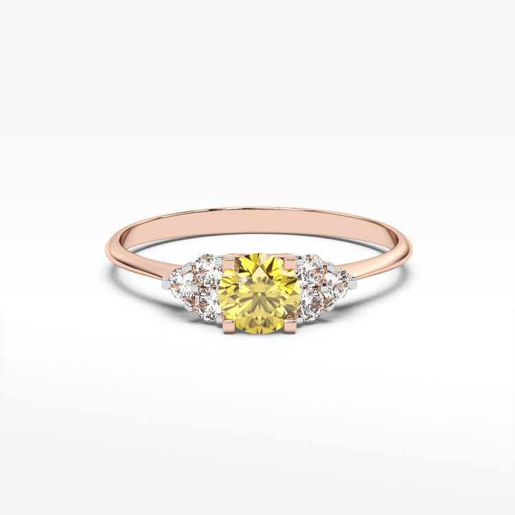 Pierścionek ze złota z cytrynem i diamentami