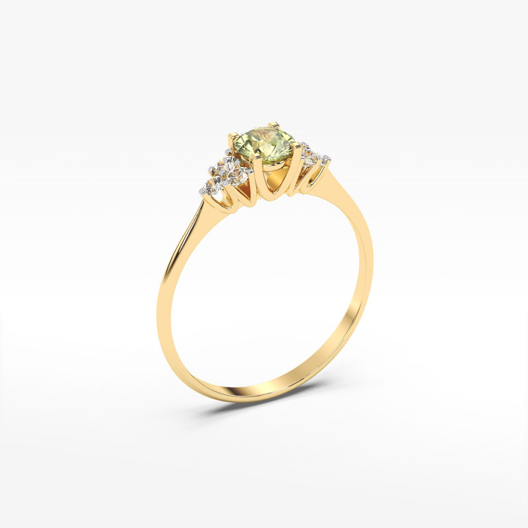 Pierścionek z oliwinem i diamentami