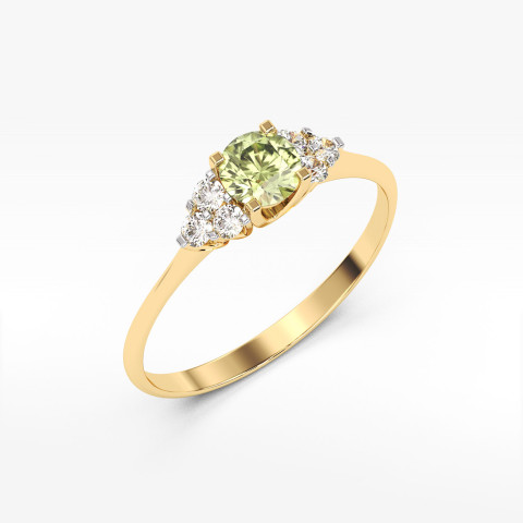 Pierścionek z oliwinem i diamentami