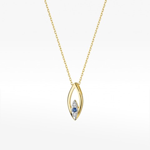 Celebrytka ze złota z szafirem i diamentami