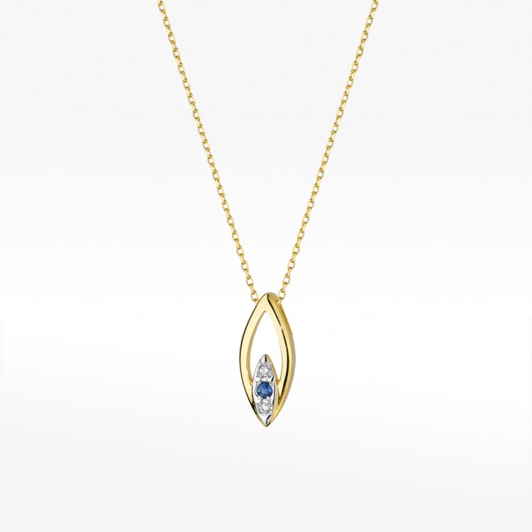 Celebrytka ze złota z szafirem i diamentami