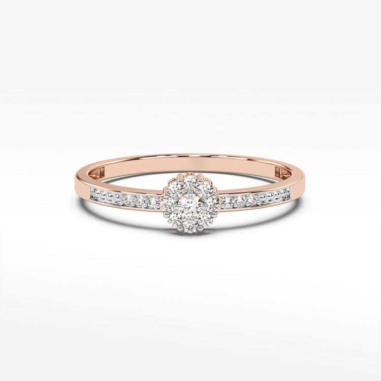 Pierścionek wieczorowy z różowego złota z diamentami