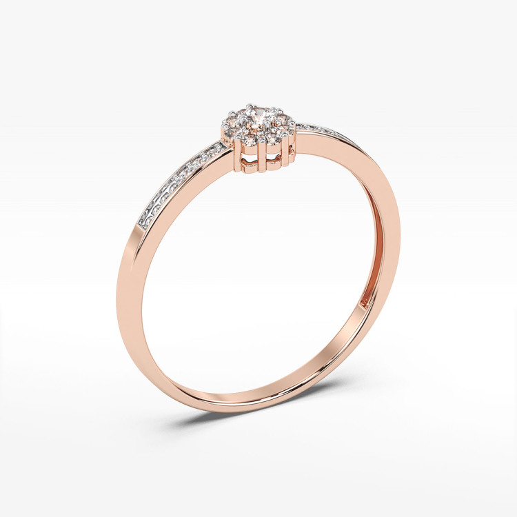 Pierścionek wieczorowy z różowego złota z diamentami