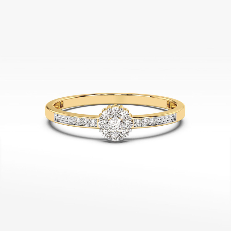 Pierścionek wieczorowy z żółtego złota z diamentami