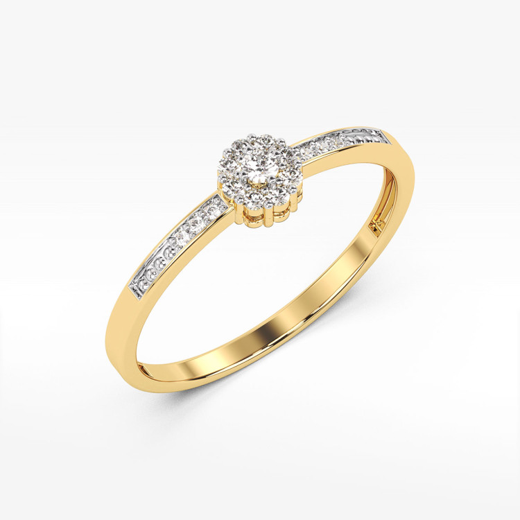 Pierścionek wieczorowy z żółtego złota z diamentami