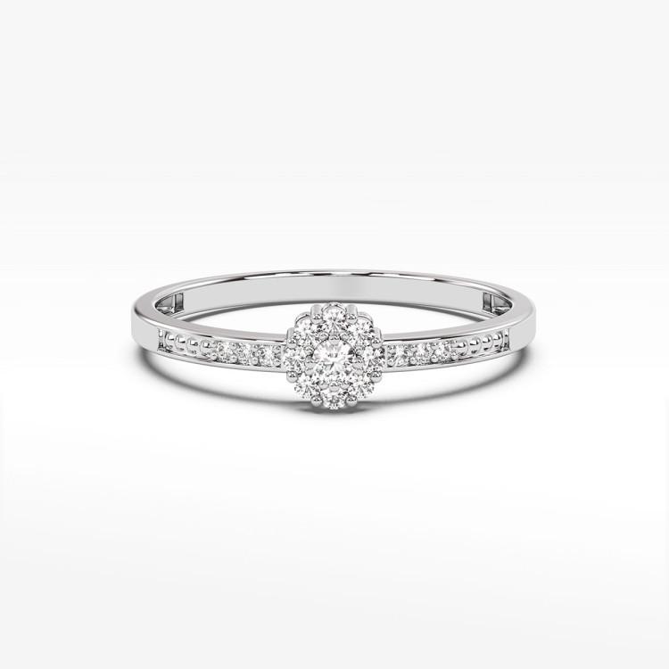 Pierścionek wieczorowy z białego złota z diamentami