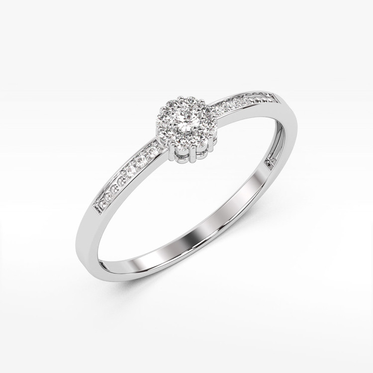 Pierścionek wieczorowy z białego złota z diamentami