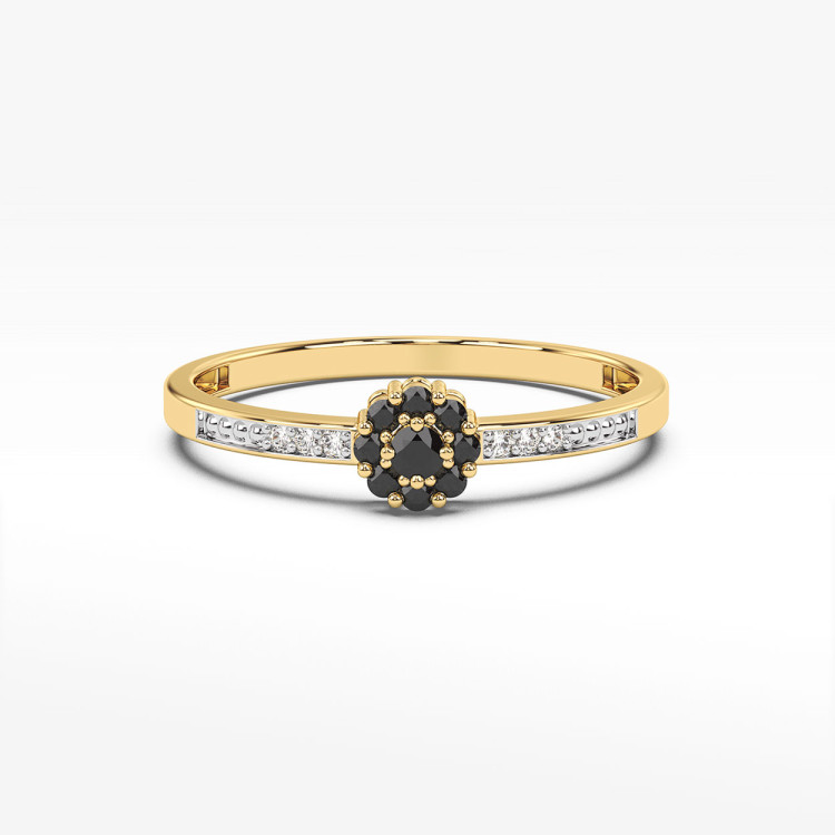 Złoty pierścionek z czarnymi diamentami