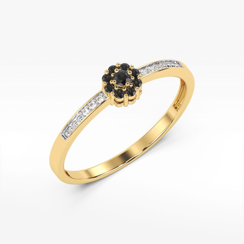 Złoty pierścionek z czarnymi diamentami