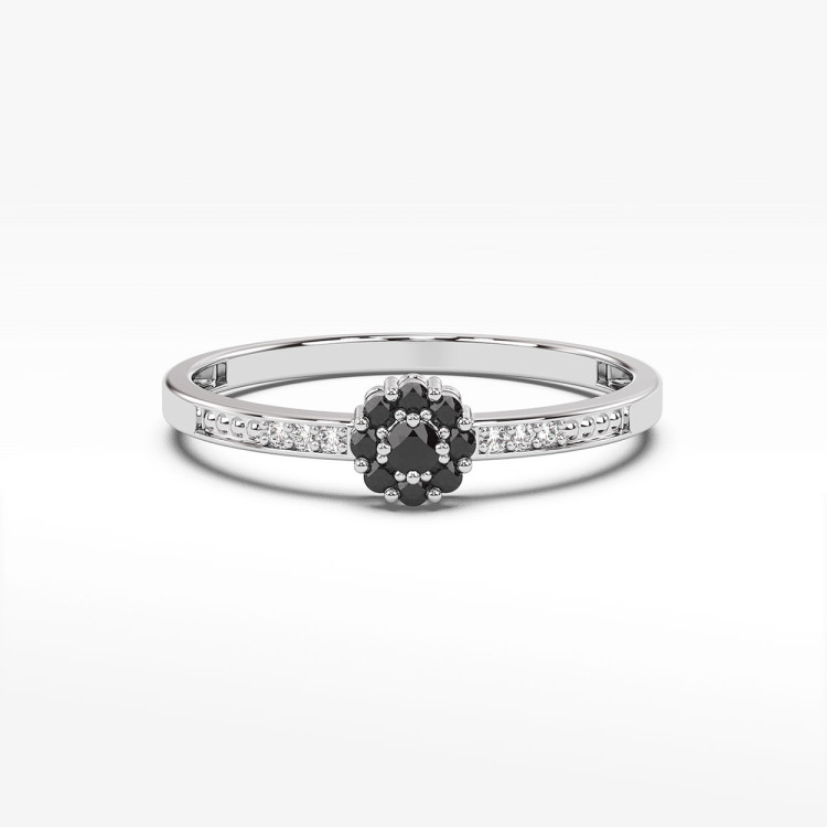 Złoty pierścionek z czarnymi diamentami