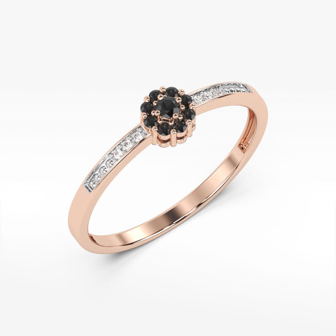 Złoty pierścionek z czarnymi diamentami