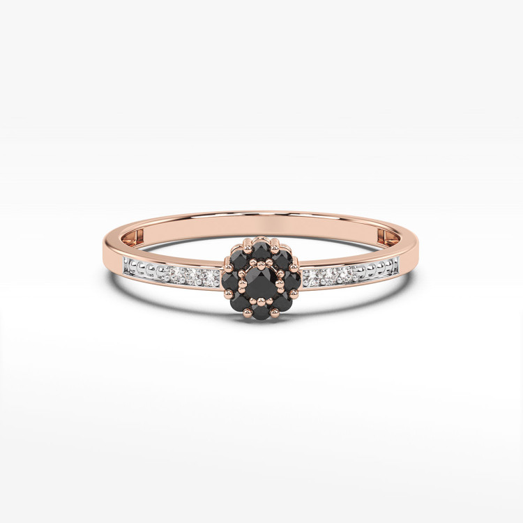 Złoty pierścionek z czarnymi diamentami