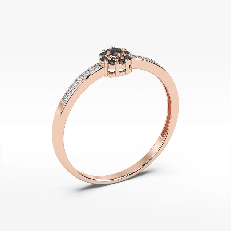 Złoty pierścionek z czarnymi diamentami