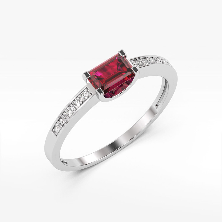 Pierścionek z prostokątnym rubinem