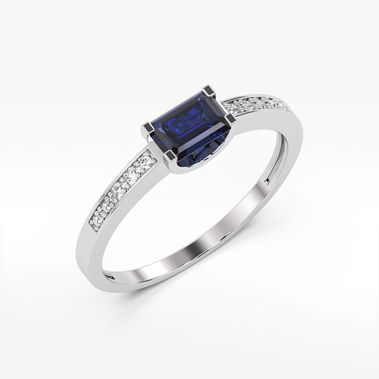 Pierścionek z prostokątnym szafirem