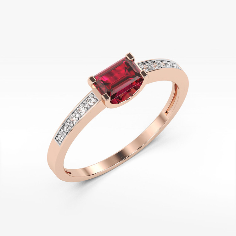 Pierścionek z prostokątnym rubinem