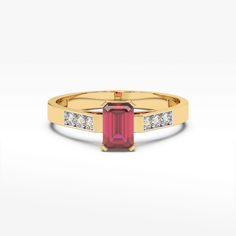Pierścionek ze złota z rubinem i diamentami