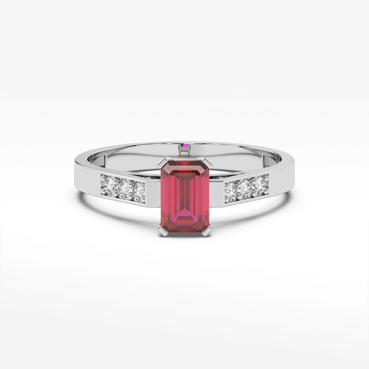 Pierścionek ze złota z rubinem i diamentami