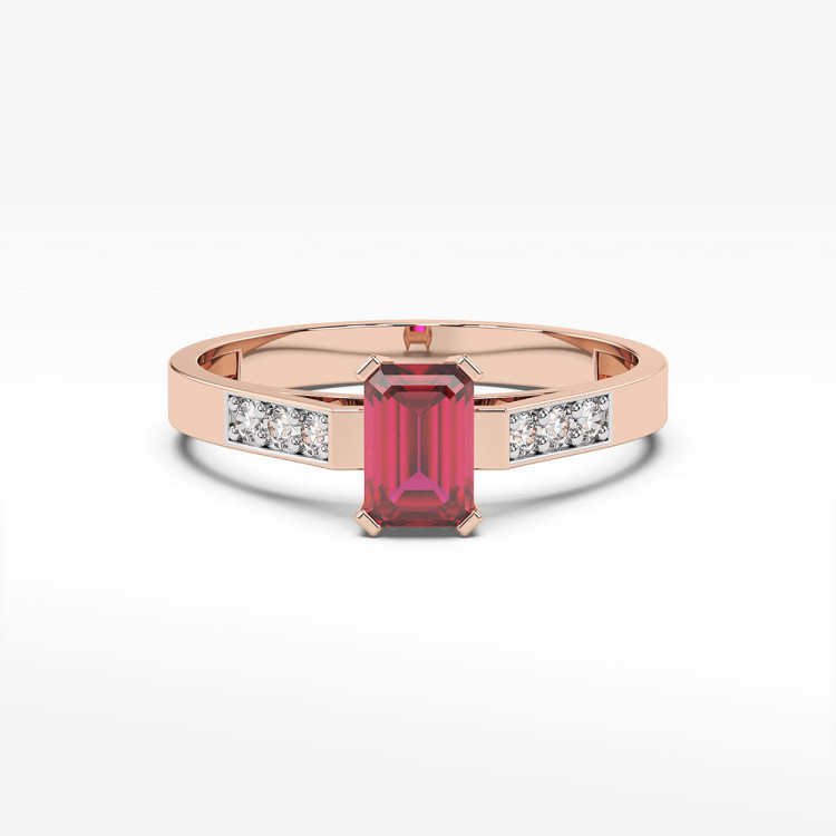 Pierścionek ze złota z rubinem i diamentami