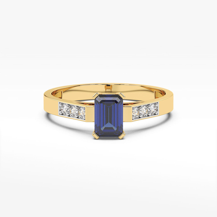 Pierścionek ze złota z szafirem i diamentami