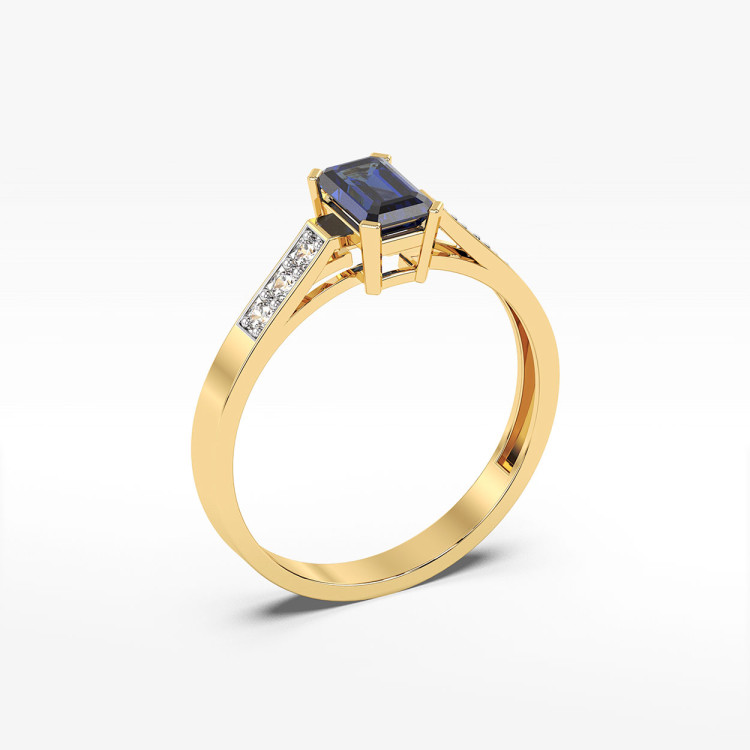 Pierścionek ze złota z szafirem i diamentami