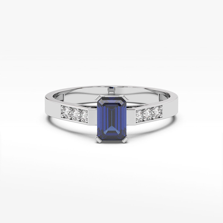 Pierścionek ze złota z szafirem i diamentami