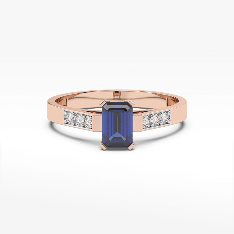 Pierścionek ze złota z szafirem i diamentami