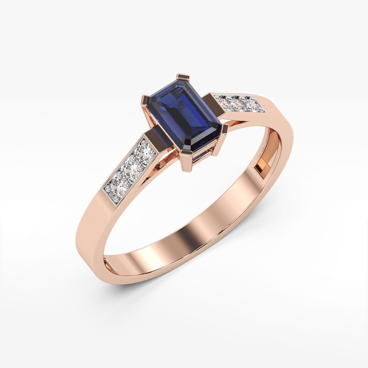 Pierścionek ze złota z szafirem i diamentami