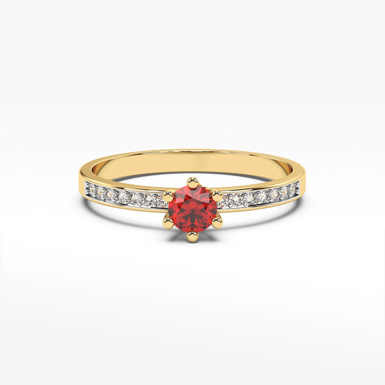 Pierścionek z rubinem i diamentami