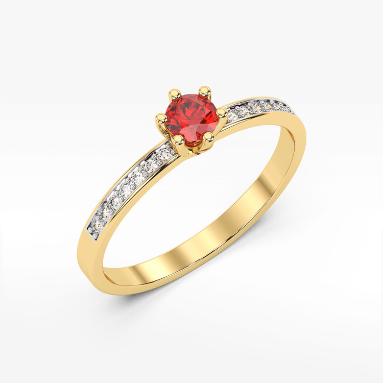 Pierścionek z rubinem i diamentami