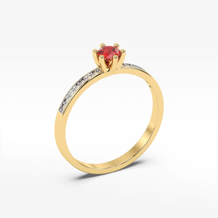 Pierścionek z rubinem i diamentami